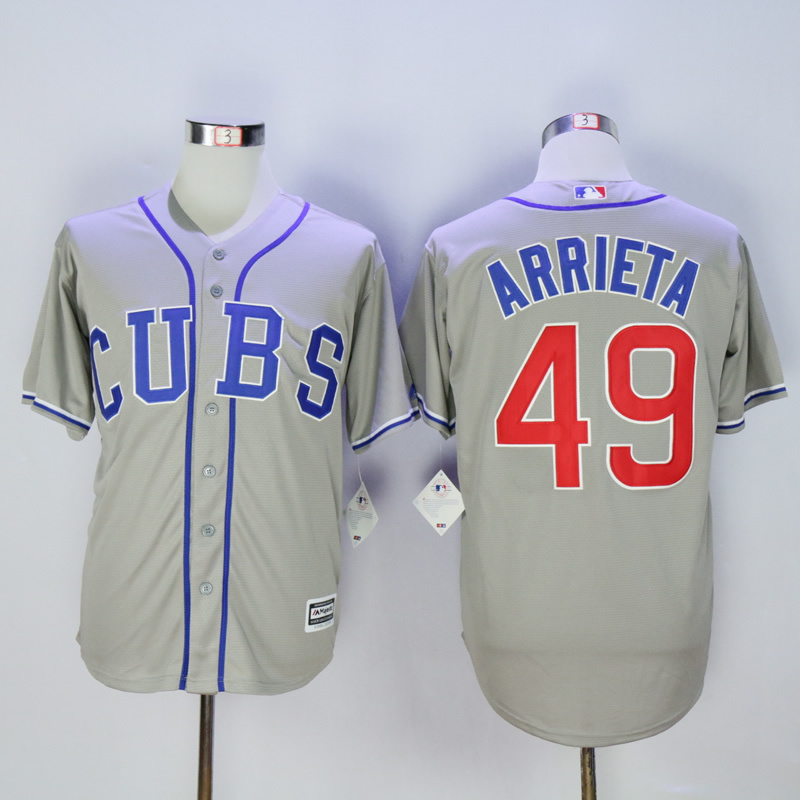 Men Chicago Cubs #49 Arrieta Grey CUBS MLB Jerseys